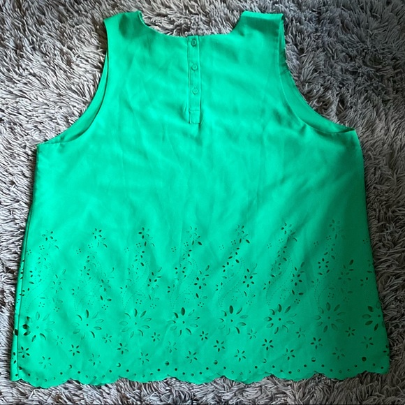 Cynthia Rowley Green Laser-Cut Blouse - Picture 2 of 4